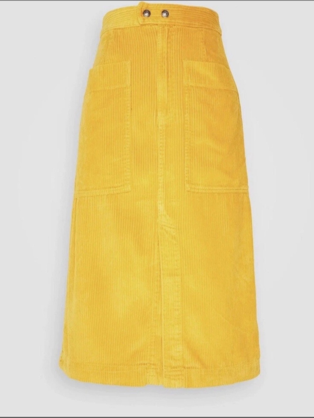 Vintage GAP Yellow Corduroy Patch-Pocket Midi Skirt